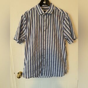 Karl Lagerfeld White blue Men's short sleeve dress shirt size medium